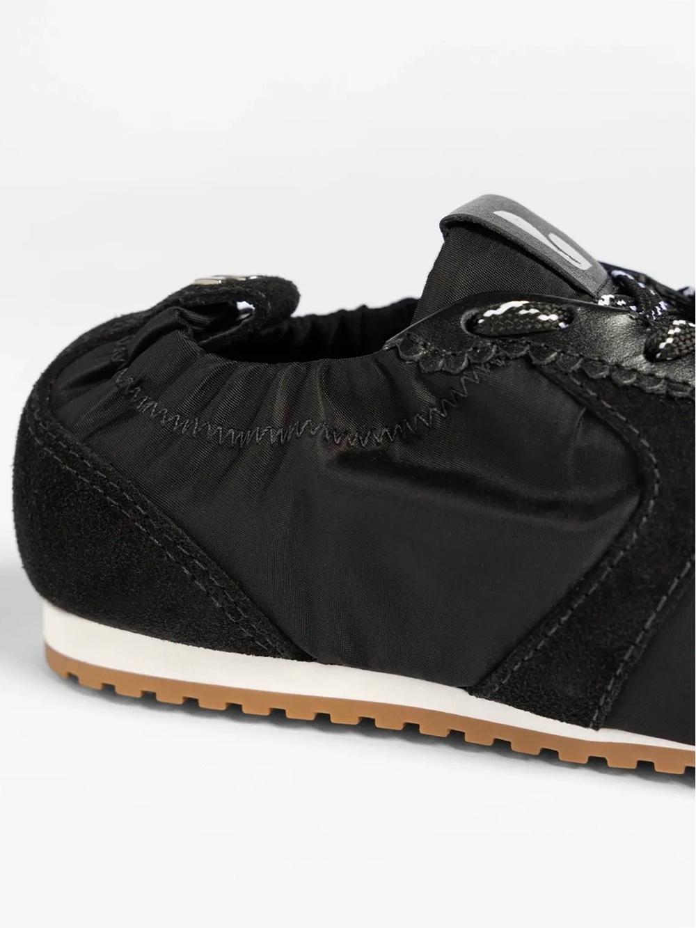 Larroude Stella Lite Sneaker In Black Nylon and Suede - Picture 4 of 8